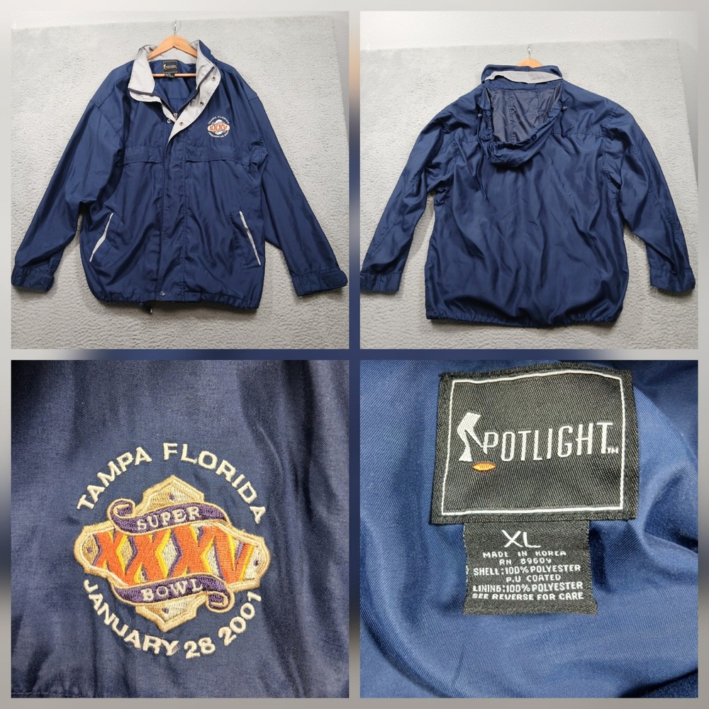 Super Bowl XXXV Tampa Florida‎ Jacket Men XL Navy Spotlight Vintage 2001
